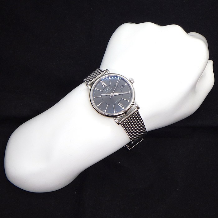 IWC 腕時計 ポートフィノ IW458110 12ポイント ダイヤインデックス サンレイ グレー文字盤 デイト SS 自動巻き 【中古】