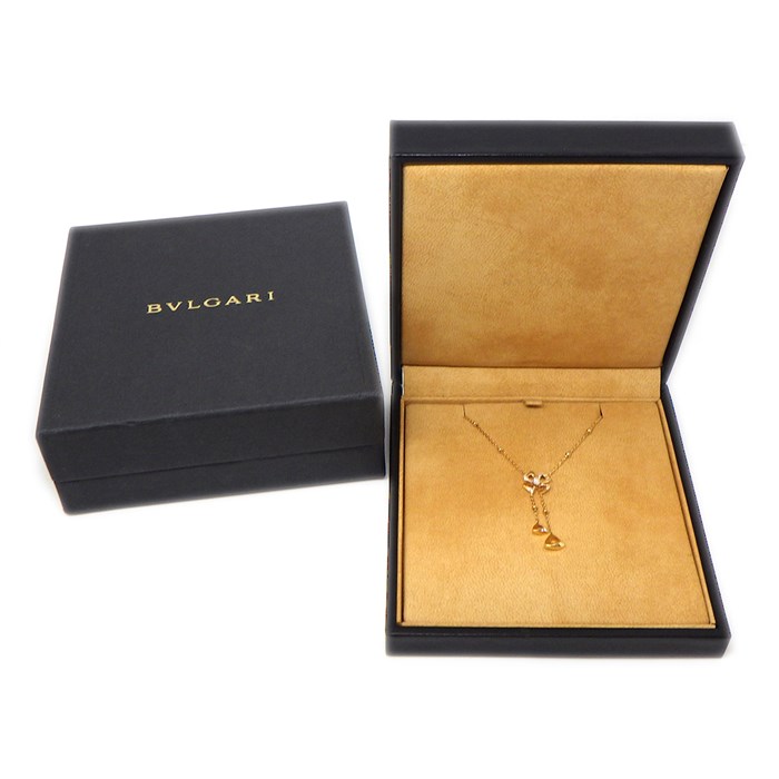 ブルガリ BVLGARI ネックレス フィオレヴァー 357137 フラワー スウィング ドロップ ダイヤモンド 計0.19ct K18PG 【中古】