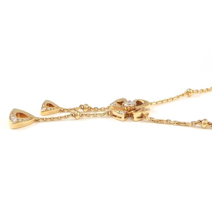 ブルガリ BVLGARI ネックレス フィオレヴァー 357137 フラワー スウィング ドロップ ダイヤモンド 計0.19ct K18PG 【中古】