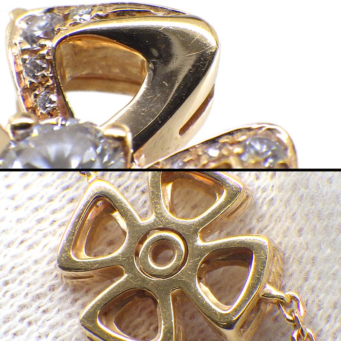 ブルガリ BVLGARI ネックレス フィオレヴァー 357137 フラワー スウィング ドロップ ダイヤモンド 計0.19ct K18PG 【中古】