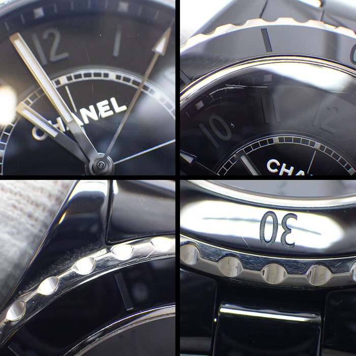 シャネル CHANEL 腕時計 J12 ファントム H6185 ブラック文字盤 裏スケ 回転ベゼル 夜光針 セラミック SS 自動巻き 【中古】