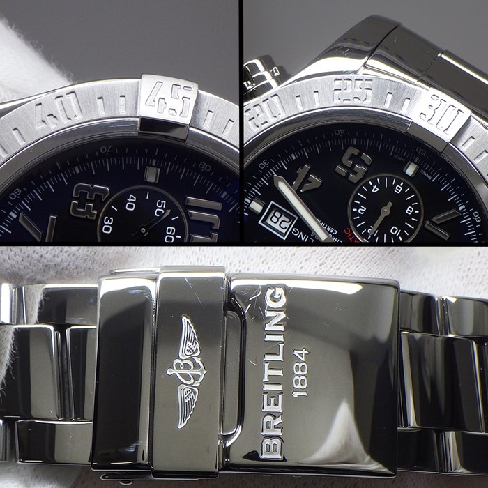 ブライトリング Breitling 腕時計 スーパーアベンジャー2 A1337111/BC28 カレンダー クロノグラフ スモールセコンド 夜光針 ブラック 文字盤 SS 自動巻き 【箱・保付き】 【中古】