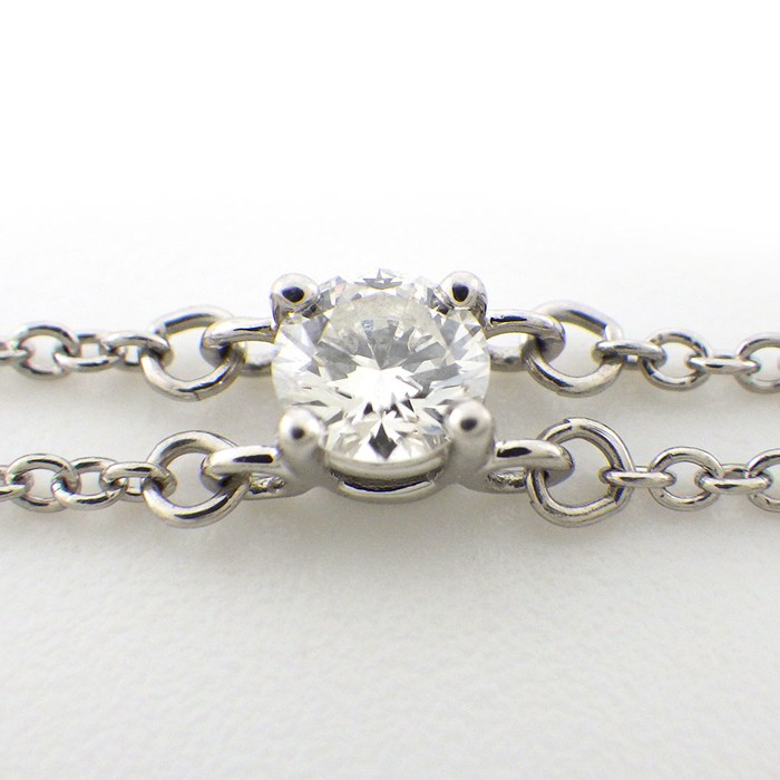 ティファニー Tiffany & Co. ブレスレット ソリティア ダブルチェーン 1ポイント ダイヤモンド 0.17ct PT950 【中古】