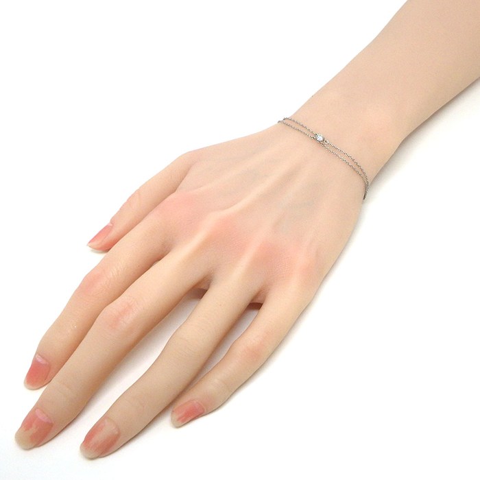 ティファニー Tiffany & Co. ブレスレット ソリティア ダブルチェーン 1ポイント ダイヤモンド 0.17ct PT950 【中古】