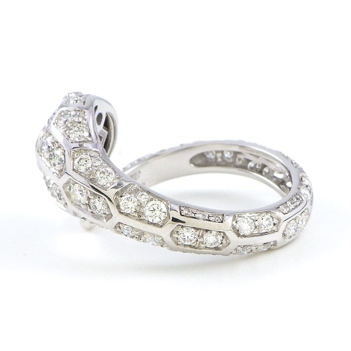 ブルガリ BVLGARI リング セルペンティ 355348 スネークモチーフ 1ポイント ペアシェイプ サファイア 0.58ct 2ポイント ペアシェイプ エメラルド 0.09ct パヴェ ダイヤモンド 1.39ct K18WG 19.5号 / #60 【中古】