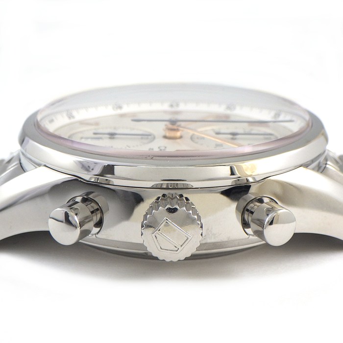 タグ・ホイヤー TAG Heuer 腕時計 カレラ CAS2112.FC6291 デイト クロノグラフ スモールセコンド 裏スケ ギョーシェ シルバー文字盤 SS 自動巻き 【箱・保付き】 【中古】