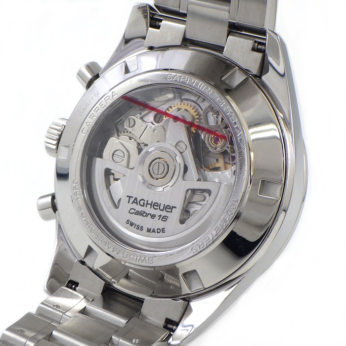 タグ・ホイヤー TAG Heuer 腕時計 カレラ CAS2112.FC6291 デイト クロノグラフ スモールセコンド 裏スケ ギョーシェ シルバー文字盤 SS 自動巻き 【箱・保付き】 【中古】