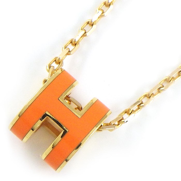 エルメス HERMES ネックレス ミニ ポップH ポップアッシュ H147992F 02 オレンジ・ソワ ラッカー GP 【中古】