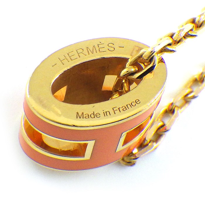 エルメス HERMES ネックレス ミニ ポップH ポップアッシュ H147992F 02 オレンジ・ソワ ラッカー GP 【中古】