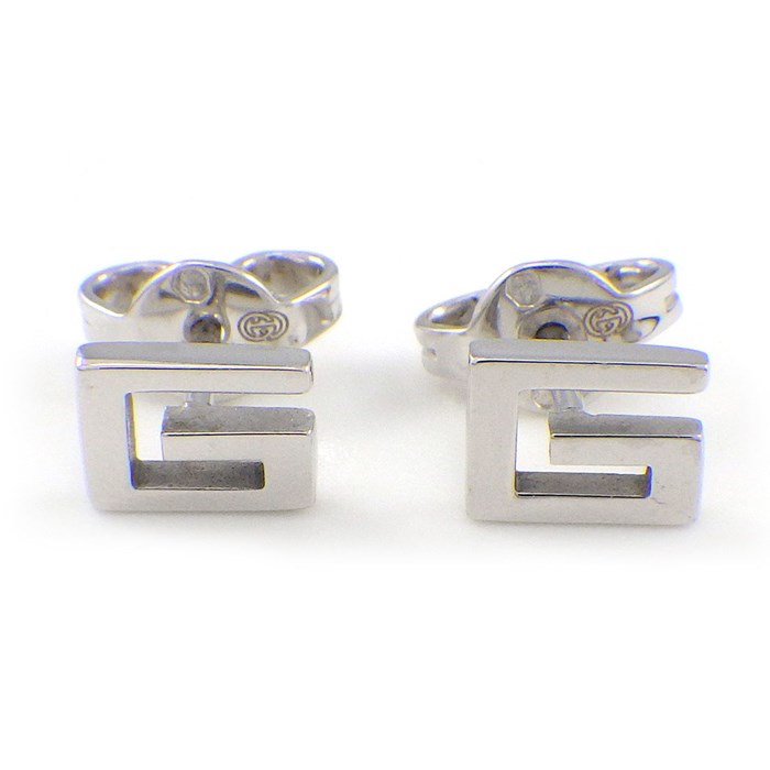 グッチ GUCCI ピアス G ロゴ スクエア K18WG 【中古】