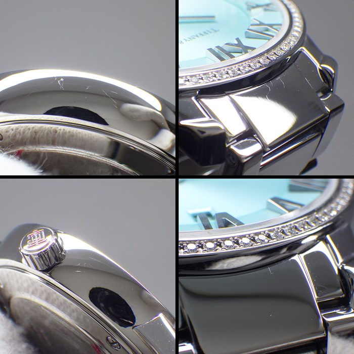 ティファニー Tiffany & Co. 腕時計 アトラス 2バンド 63452858 ティファニーブルー文字盤 カレンダー ダイヤベゼル 計0.14ct SS クオーツアナログ 【箱・保付き】 【中古】