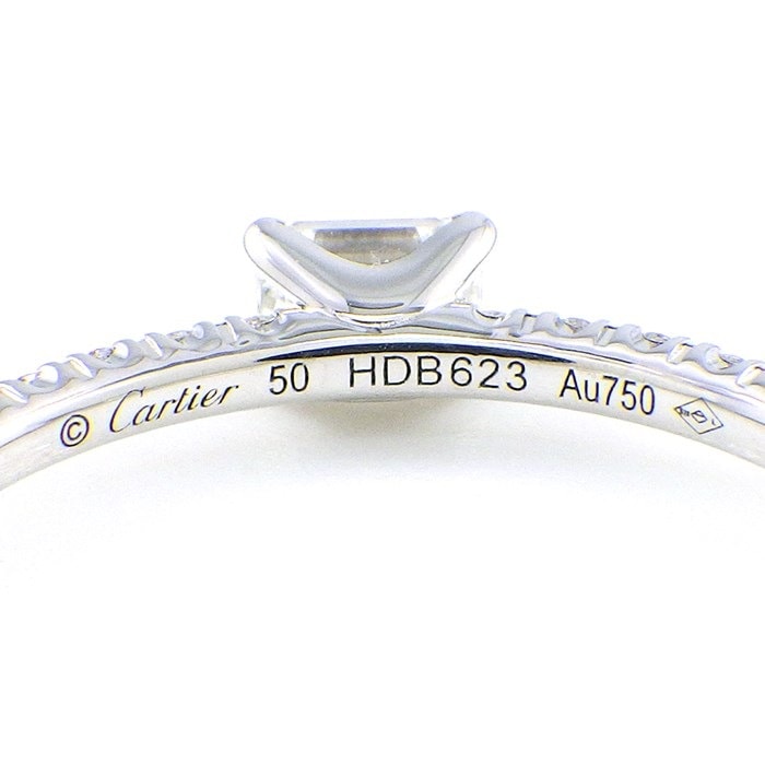 カルティエ Cartier リング エタンセル ドゥ カルティエ B4225700 1ポイント エメラルドカット ダイヤモンド 0.18ct 20ポイント ハーフ エタニティ サークル ダイヤモンド 計0.09ct K18WG 9.5号 / #50 【中古】