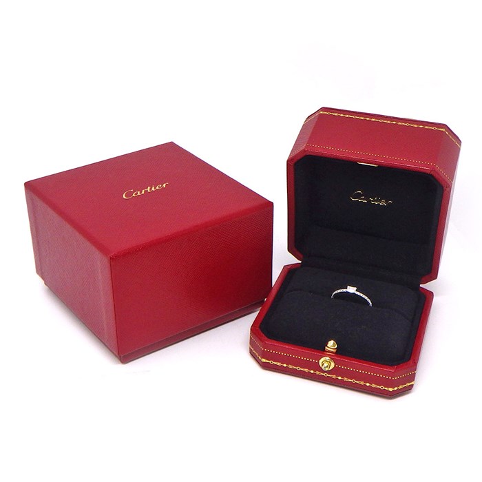 カルティエ Cartier リング エタンセル ドゥ カルティエ B4225700 1ポイント エメラルドカット ダイヤモンド 0.18ct 20ポイント ハーフ エタニティ サークル ダイヤモンド 計0.09ct K18WG 9.5号 / #50 【中古】