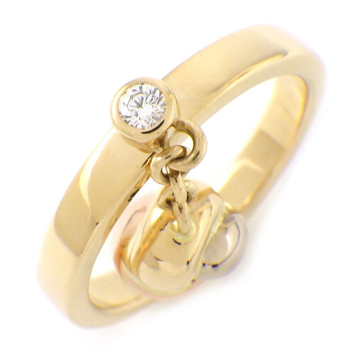 カルティエ Cartier リング ベビートリニティ スウィング ドロップ スリーカラー 1ポイント ダイヤモンド K18PG K18WG K18YG 10.5号 / #51 【中古】