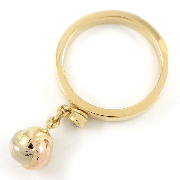 カルティエ Cartier リング ベビートリニティ スウィング ドロップ スリーカラー 1ポイント ダイヤモンド K18PG K18WG K18YG 10.5号 / #51 【中古】