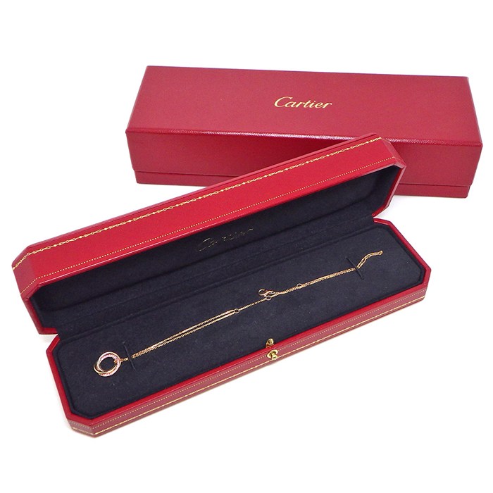 カルティエ Cartier ブレスレット トリニティ サークル ダブルチェーン スリーカラー ピンクサファイア K18PG K18WG K18YG 【中古】