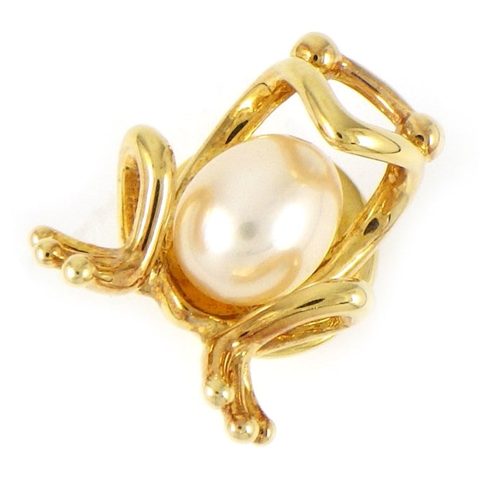 【ミキモト MIKIMOTO】ピンブローチ フロッグ カエル モチーフ 1ポイント パール K18YG 