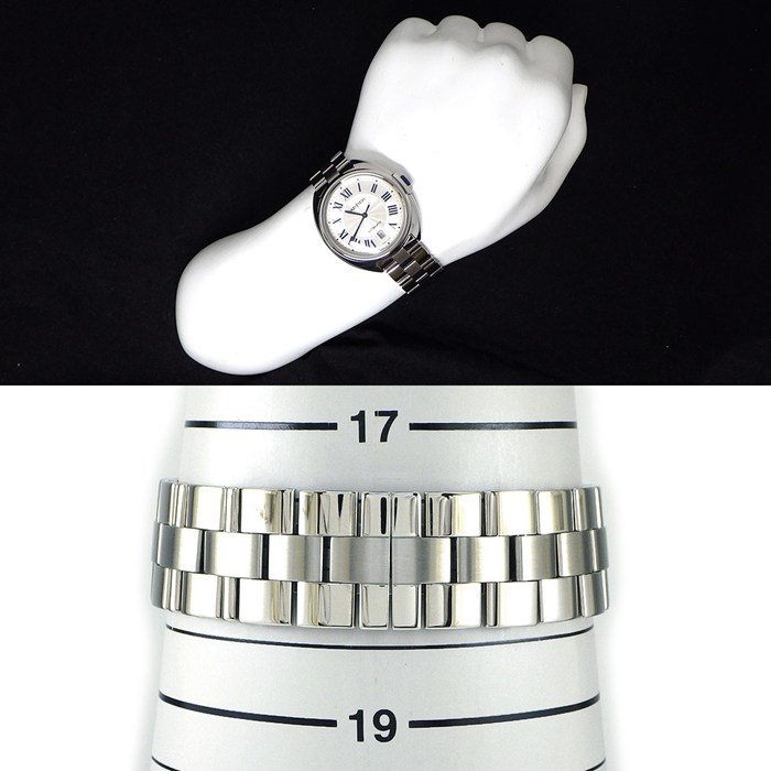 カルティエ Cartier 腕時計 クレ WSCL0007 シルバーギョーシェ文字盤 ローマンインデックス デイト 裏スケ SS 自動巻き 【箱・保付き】 【中古】 カルティエ Cartier 腕時計 クレ WSCL0007 シルバーギョーシェ文字盤