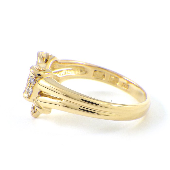 ニナリッチ NINA RICCI リング ボウ リボンモチーフ ダイヤモンド 計0.28ct K18YG 12号 【中古】