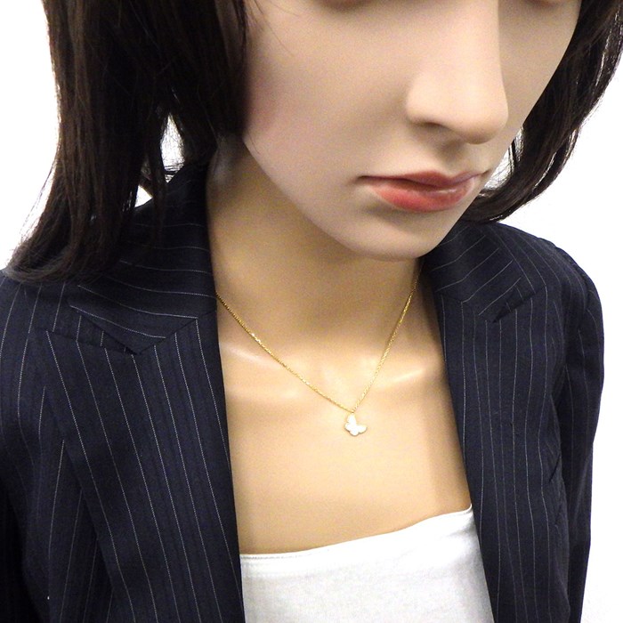 ヴァンクリーフ＆アーペル Van Cleef & Arpels ネックレス スウィートアルハンブラ パピヨン VCARF69300 ホワイト シェル K18YG 白 【中古】