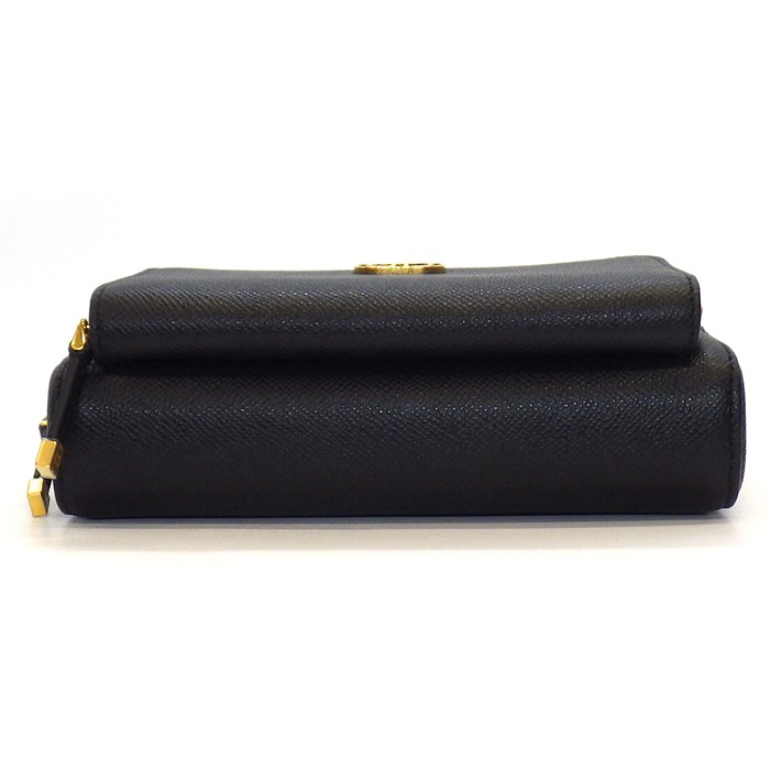 ディオール Dior ショルダーバッグ/クラッチバッグ/ポーチ カロ ダブルポーチ S7431UBAE ブラック ペブルドレザー ゴールド金具 【中古】