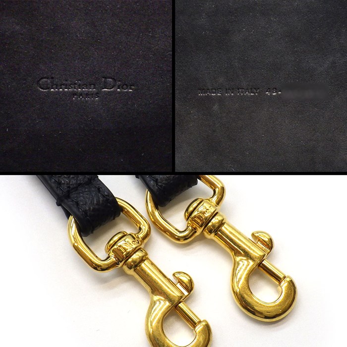 ディオール Dior ショルダーバッグ/クラッチバッグ/ポーチ カロ ダブルポーチ S7431UBAE ブラック ペブルドレザー ゴールド金具 【中古】