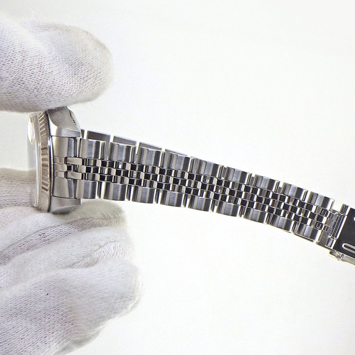 ロレックス Rolex 腕時計 デイトジャスト 79174 F番 夜光インデックス 夜光針 サンレイ ピンク文字盤 フルーテッドベゼル ジュビリーブレス K18WG SS 自動巻き 【中古】