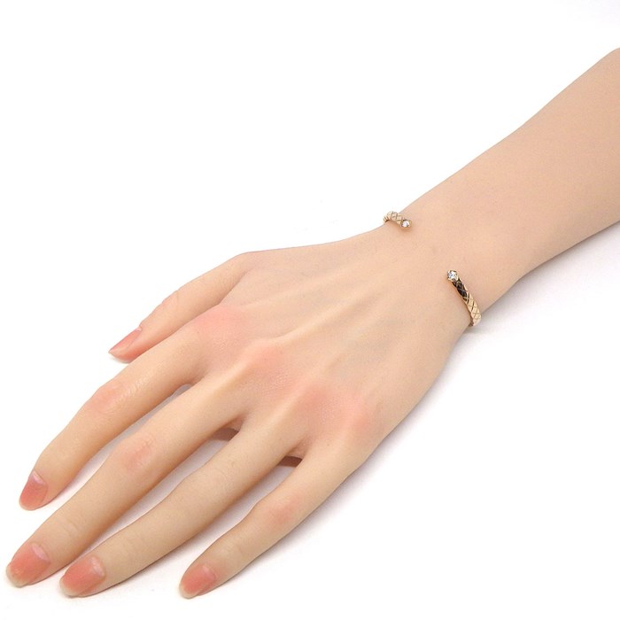 シャネル CHANEL バングル ココ クラッシュ オープン マトラッセ キルティング 2ポイント ダイヤモンド K18BG 【中古】