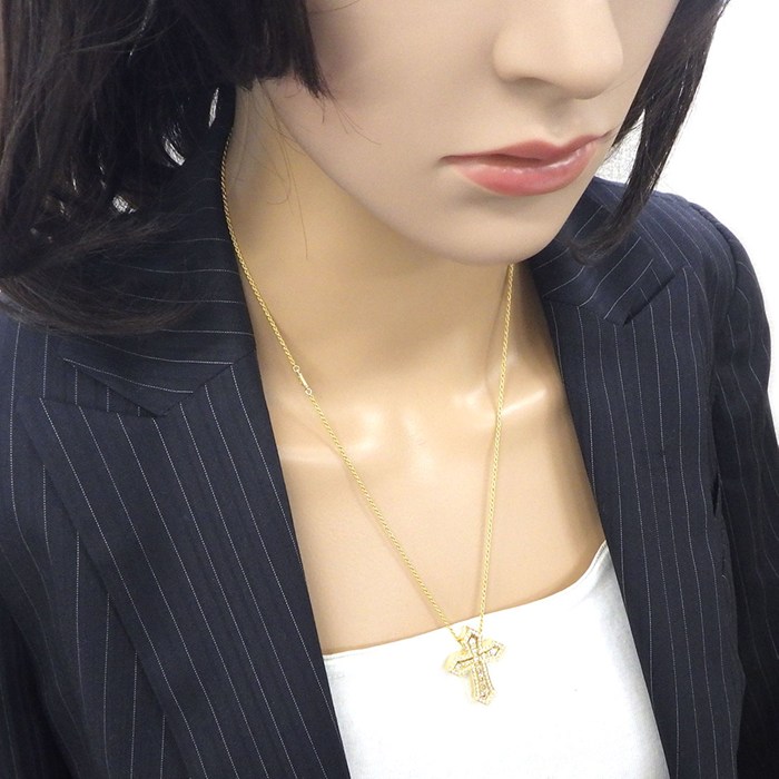 ダミアーニ DAMIANI ネックレス ベル エポック クラウン M 20092687 クロス パヴェ ダイヤモンド 計1.05ct K18YG 【箱・保付き】 【中古】