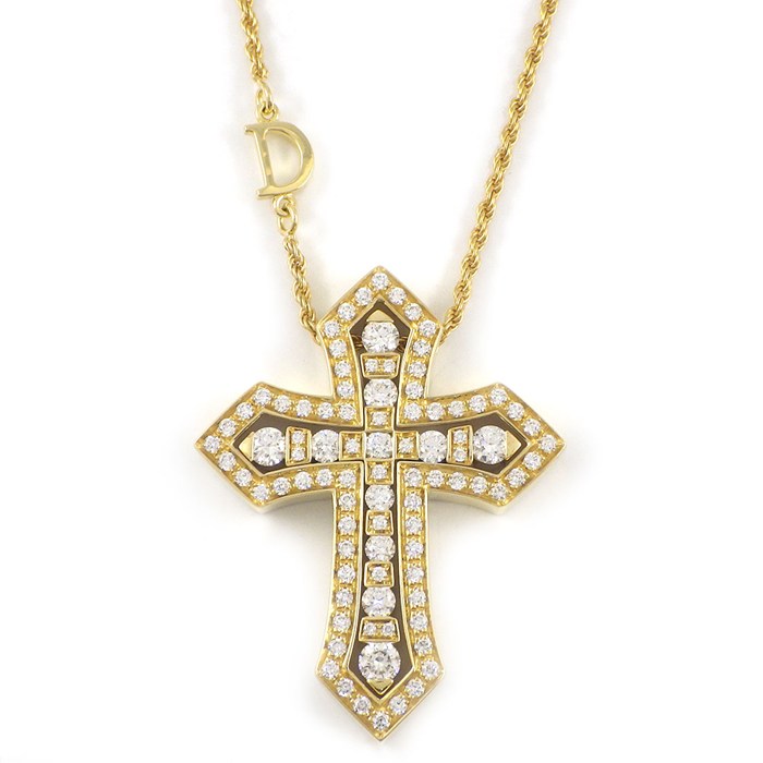 ダミアーニ DAMIANI ネックレス ベル エポック クラウン M 20092687 クロス パヴェ ダイヤモンド 計1.05ct K18YG 【箱・保付き】 【中古】