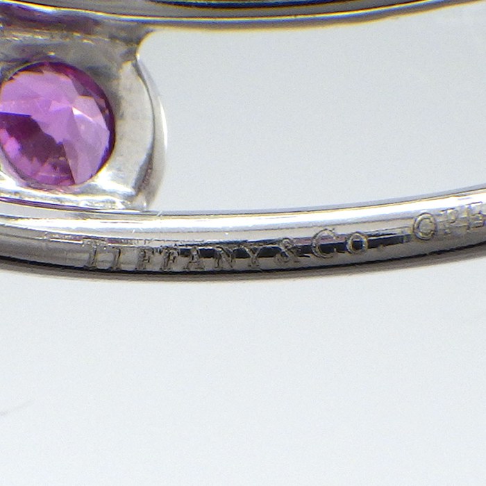 ティファニー Tiffany & Co. ネックレス ダブルワイヤー サークル フープ 5ポイント ピンクサファイア K18WG 【中古】