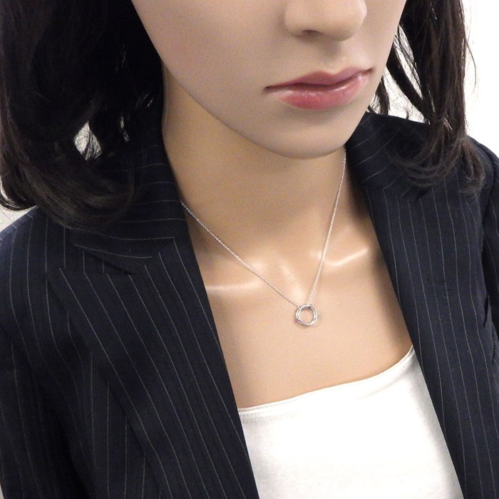 ティファニー Tiffany & Co. ネックレス ダブルワイヤー サークル フープ 5ポイント ピンクサファイア K18WG 【中古】