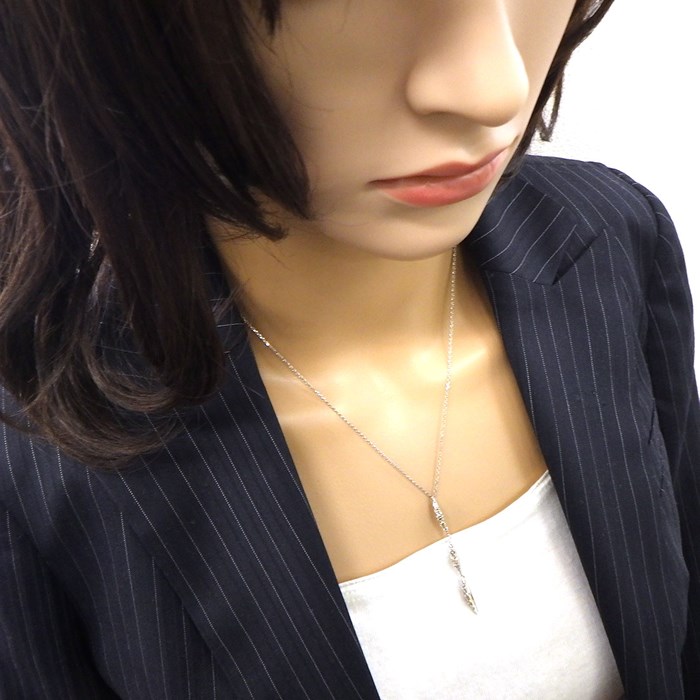 カシケイ KASHIKEY ネックレス ネイキッド 3モチーフ スウィング リーフ ブラウン ダイヤモンド 1.10ct K18WG 【中古】