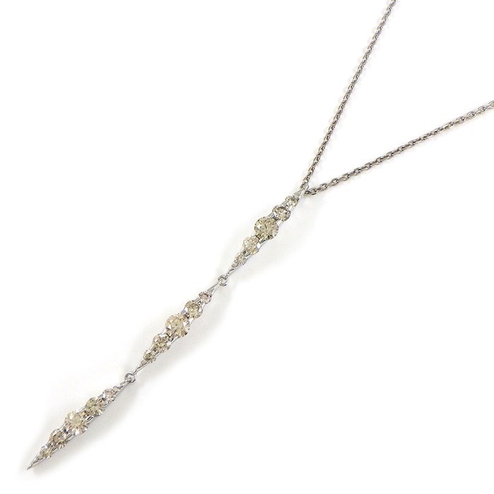 カシケイ KASHIKEY ネックレス ネイキッド 3モチーフ スウィング リーフ ブラウン ダイヤモンド 1.10ct K18WG 【中古】