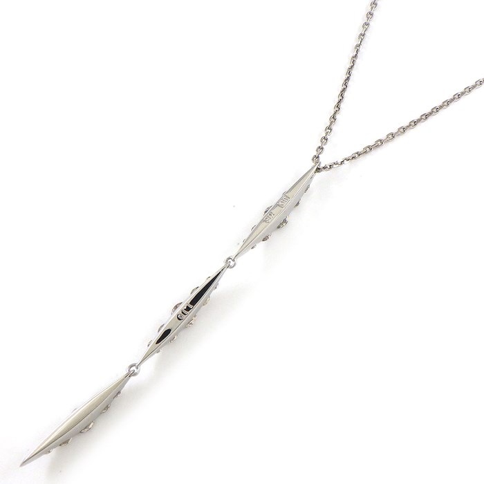 カシケイ KASHIKEY ネックレス ネイキッド 3モチーフ スウィング リーフ ブラウン ダイヤモンド 1.10ct K18WG 【中古】