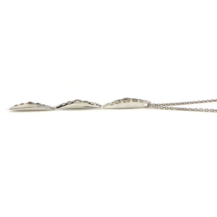 カシケイ KASHIKEY ネックレス ネイキッド 3モチーフ スウィング リーフ ブラウン ダイヤモンド 1.10ct K18WG 【中古】