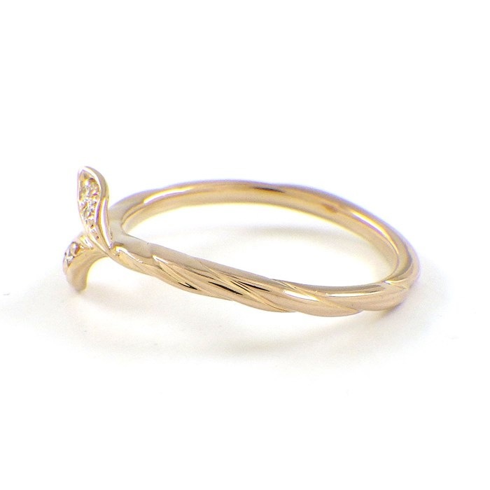 ニナリッチ NINA RICCI リング リーフモチーフ ツイスト 4ポイント ダイヤモンド K18PG 12号 【中古】