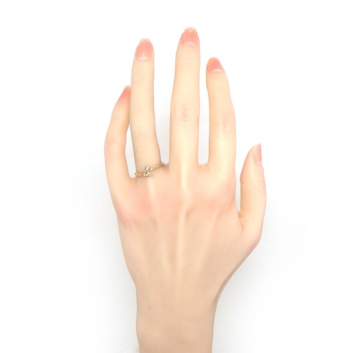 ニナリッチ NINA RICCI リング リーフモチーフ ツイスト 4ポイント ダイヤモンド K18PG 12号 【中古】