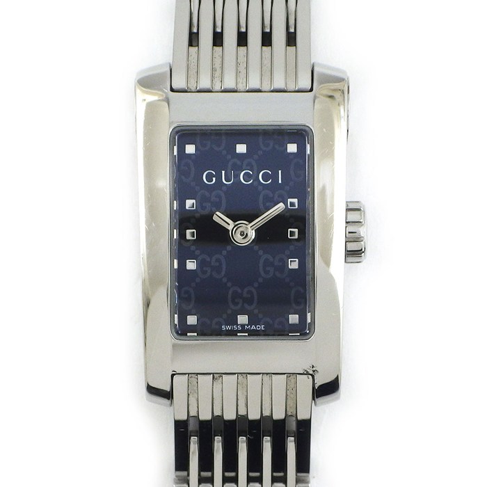 グッチ GUCCI 腕時計 Gメトロ 8600L レクタンギュラー GG柄 ブラック文字盤 SS クオーツアナログ 【中古】