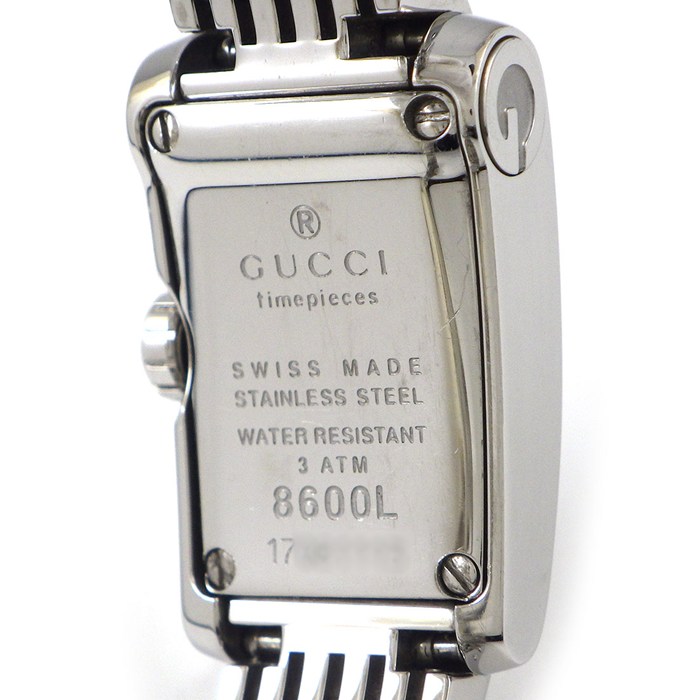 グッチ GUCCI 腕時計 Gメトロ 8600L レクタンギュラー GG柄 ブラック文字盤 SS クオーツアナログ 【中古】