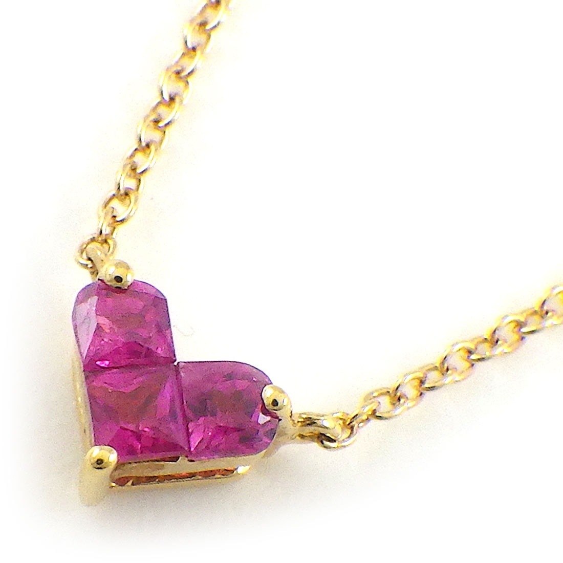 スタージュエリー STAR JEWELRY ネックレス ミステリアス ハート Sサイズ 2ZN2065 3ポイント スクエアカット ルビー 計0.13ct K18YG 【中古】