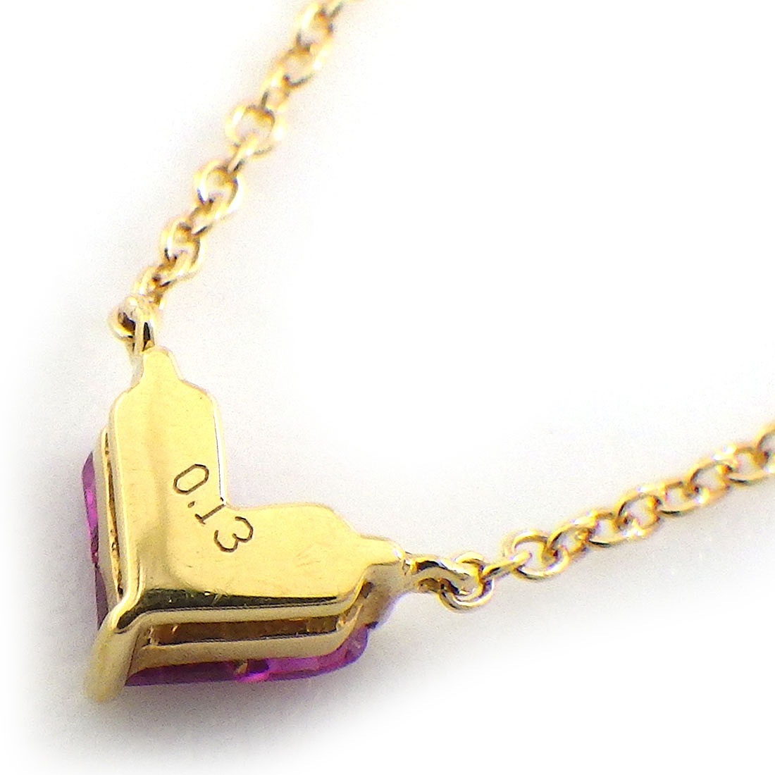 スタージュエリー STAR JEWELRY ネックレス ミステリアス ハート Sサイズ 2ZN2065 3ポイント スクエアカット ルビー 計0.13ct K18YG 【中古】