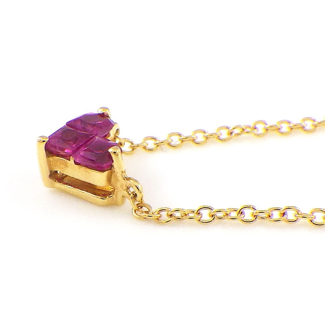 スタージュエリー STAR JEWELRY ネックレス ミステリアス ハート Sサイズ 2ZN2065 3ポイント スクエアカット ルビー 計0.13ct K18YG 【中古】