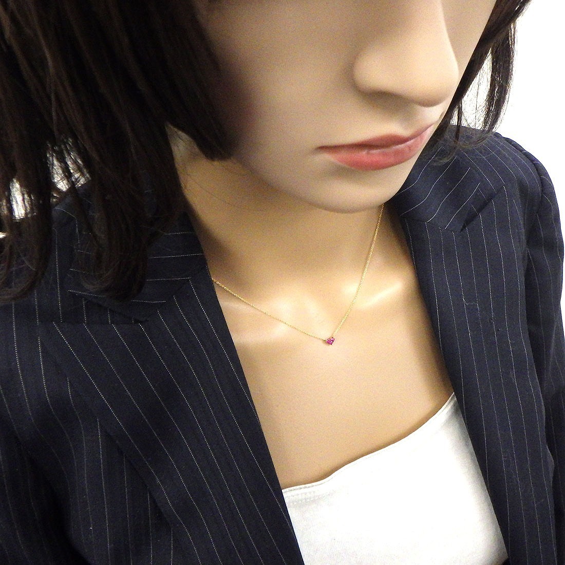 スタージュエリー STAR JEWELRY ネックレス ミステリアス ハート Sサイズ 2ZN2065 3ポイント スクエアカット ルビー 計0.13ct K18YG 【中古】