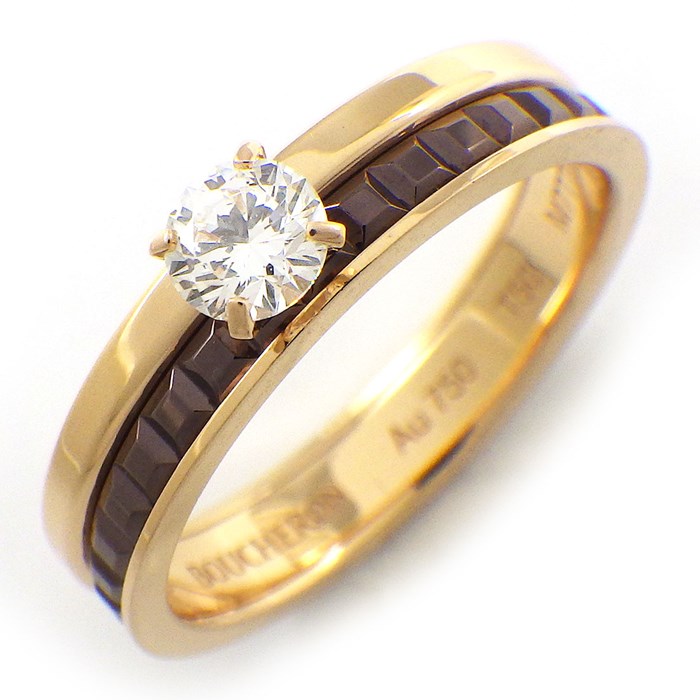 ブシュロン BOUCHERON リング キャトル クラシック ソリテール JSL00323 1ポイント ダイヤモンド 0.20ct(G/VVS1/3EX) K18PG ブラウン PVD 10号 / #50 【中古】