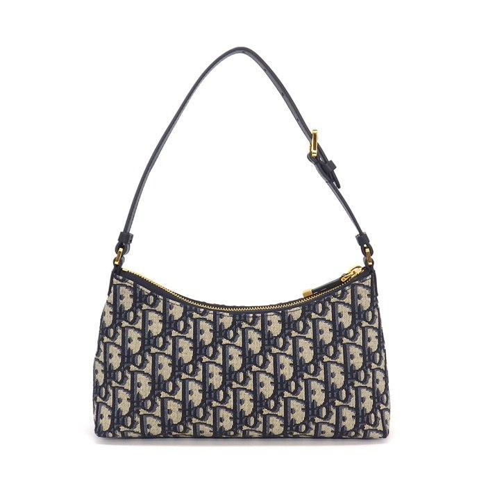 ディオール Dior ショルダーバッグ 30 モンテーニュ ホーボー ミニバッグ S2381UTZQ_M928 ブルー コットン カーフスキン ゴールド金具 【中古】