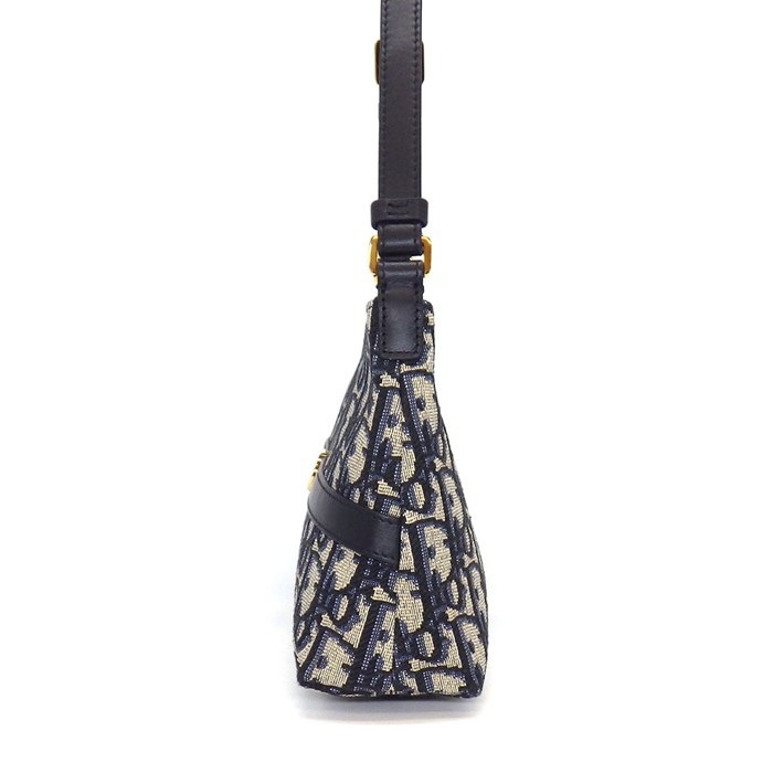 ディオール Dior ショルダーバッグ 30 モンテーニュ ホーボー ミニバッグ S2381UTZQ_M928 ブルー コットン カーフスキン ゴールド金具 【中古】