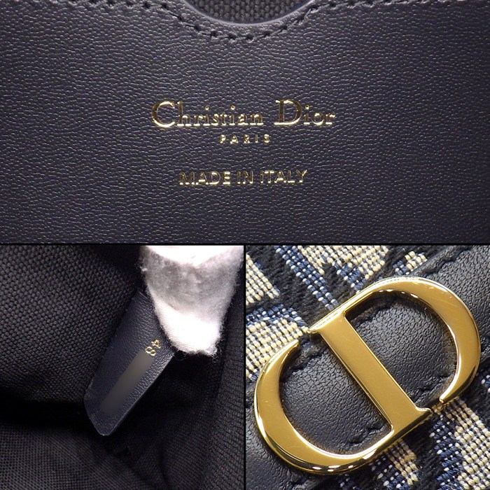 ディオール Dior ショルダーバッグ 30 モンテーニュ ホーボー ミニバッグ S2381UTZQ_M928 ブルー コットン カーフスキン ゴールド金具 【中古】