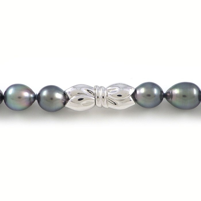 ミキモト MIKIMOTO ネックレス Mチャーム バロックパール 黒蝶 南洋真珠 8.0-11.0mm珠 K18WG 【中古】