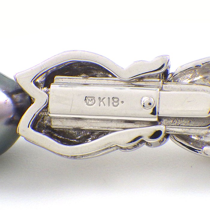 ミキモト MIKIMOTO ネックレス Mチャーム バロックパール 黒蝶 南洋真珠 8.0-11.0mm珠 K18WG 【中古】